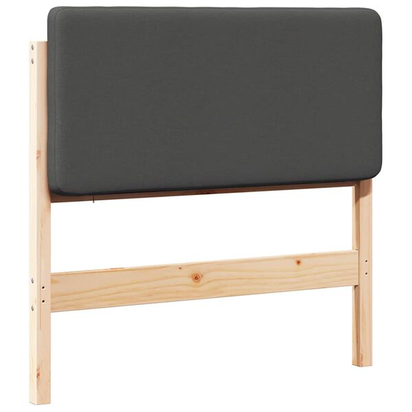 vidaXL Polstret sengegavl Brun og m&oslash;rkegr&aring; 90 cm Massiv fyrretr&aelig;