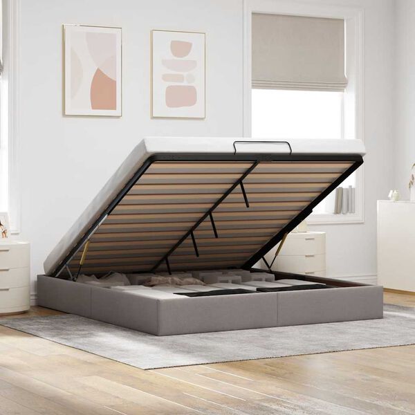 vidaXL osmannisk sengeramme uden madras 160x200 cm stof gr&aring;brun