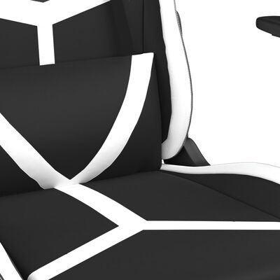 vidaXL gamingstol m. massagefunktion og fodstøtte kunstlæder sort hvid