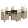 vidaXL spisebordss&aelig;t til haven 7 dele med hynder polyrattan beige