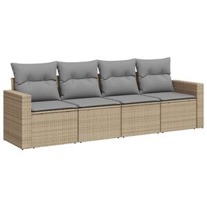 vidaXL sofas&aelig;t til haven 4 dele med hynder polyrattan beige