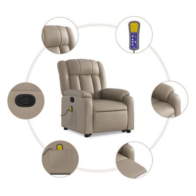 vidaXL løftestol med massagefunktion kunstlæder cappuccino