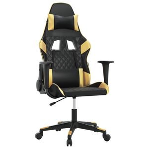 vidaXL gamingstol m. massagefunktion kunstl&aelig;der sort guldfarvet