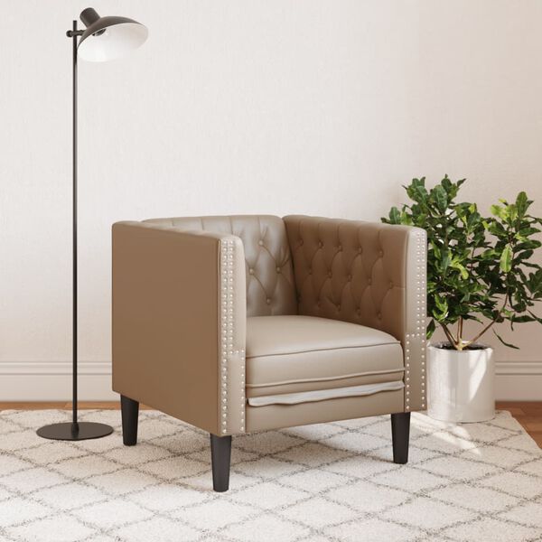 vidaXL Chesterfield-sofastol kunstlæder cappuccinofarvet