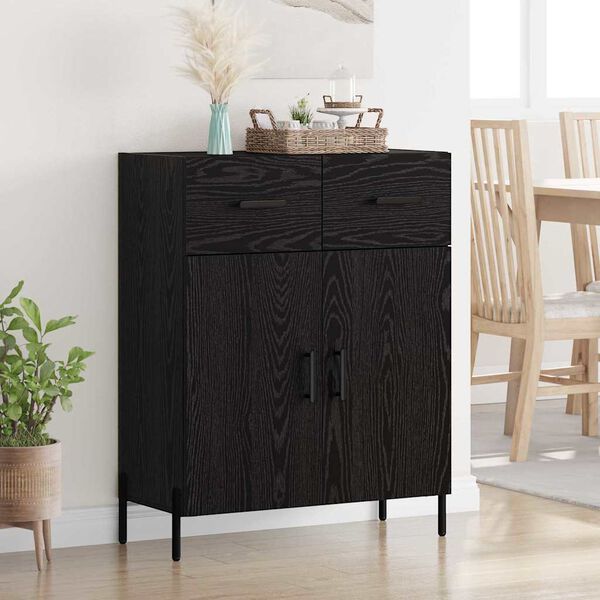 vidaXL Sideboard med skuffe Sort eg 69,5 x 34 x 90 cm Konstrueret tr&aelig;