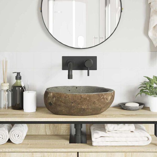 vidaXL Vask Lysegrå (30-37) x (25-30) x 12 cm Flodsten