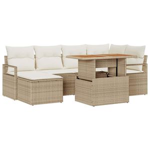 vidaXL Have Spisebordss&aelig;t med pude 7 pcs Beige og creme