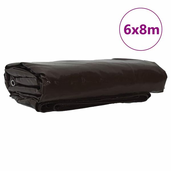 vidaXL Tarpaulin 650g / m&sup2; Brun 6 x 8 m L&aelig;rred med PVC-bel&aelig;gning