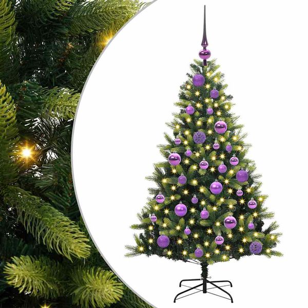 vidaXL Kunstig h&aelig;ngslet juletr&aelig; med 150 LED-lys Gr&oslash;n 120 cm PVC og PE