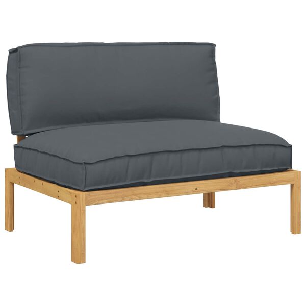 vidaXL Sofa S&aelig;t med pude Antracit 120 x 80 x 69 cm Massivt Akacietr&aelig;