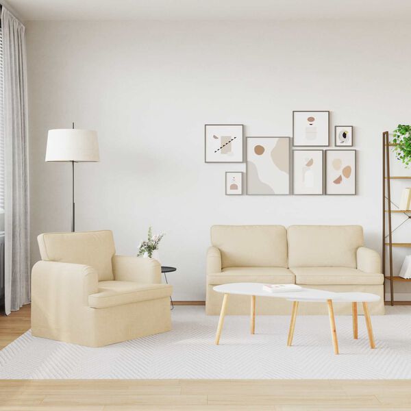 vidaXL Sofa 2 pcs Creme 162 x 80 x 85 cm Stof