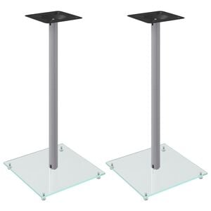 vidaXL h&oslash;jtalerstativer 2 stk. 1 s&oslash;jle h&aelig;rdet glas s&oslash;lvfarvet
