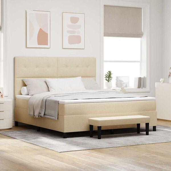 vidaXL Box spring seng med madras Creme 180 x 200 cm Stof