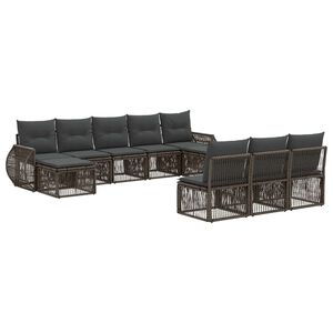 vidaXL Havesofa S&aelig;t 10 stk. Gr&aring; og M&oslash;rkegr&aring; polyrattan