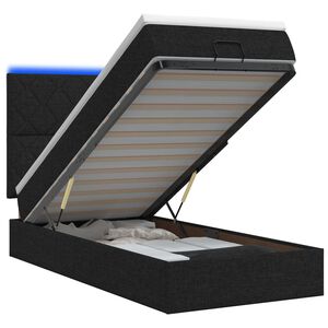 vidaXL Ottoman seng med madras og LED Sort 80 x 200 cm Stof