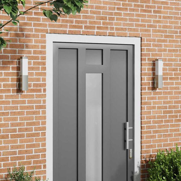 vidaXL Udendørs væglamper 2 pcs Sølv 10.5 x 6 x 35 cm Rustfrit stål