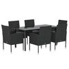vidaXL spisebordss&aelig;t til haven 7 dele med hynder polyrattan sort