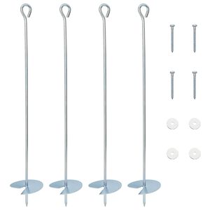 vidaXL Jordanker 4 pcs S&oslash;lv &Oslash;10 x 60 cm Galvaniseret metal