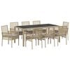 vidaXL Have Spisebordss&aelig;t 9 stk. Beige polyrattan