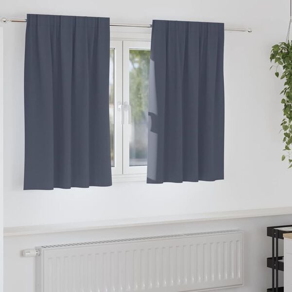 vidaXL M&oslash;rkl&aelig;gningsgardiner med ringe 2 pcs Antracit 140 x 140 cm