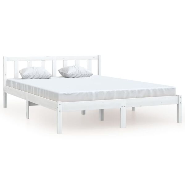 vidaXL sengestel 120x190 cm Small Double massivt fyrretr&aelig; hvid