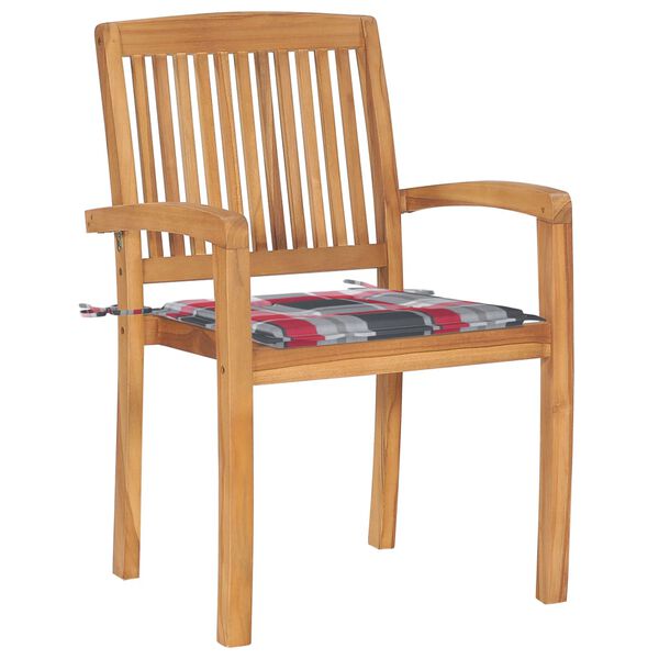 vidaXL havestole 8 stk. med hynder stabelbare massivt teaktr&aelig;