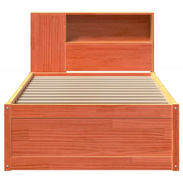 vidaXL sengeramme uden madras 75x190 cm massivt fyrretr&aelig; gyldenbrun