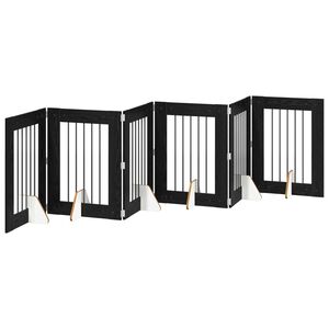 vidaXL Sammenklappelig hundegitter med stativer 6 stk. Sort eg 362 cm