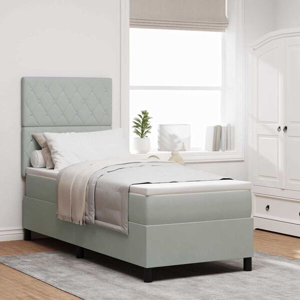 vidaXL Box spring seng med madras Lysegr&aring; 80 x 200 cm Stof