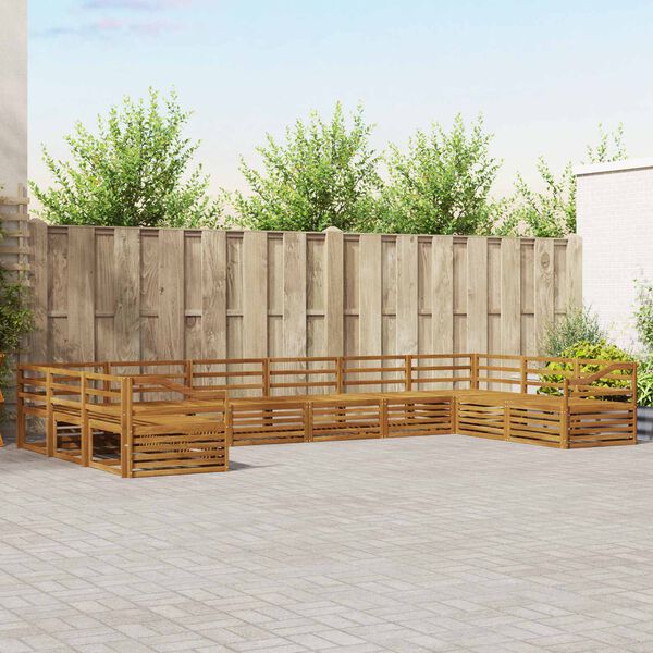 vidaXL Sofas&aelig;t 10 pcs Naturfarvet Massivt Akacietr&aelig;