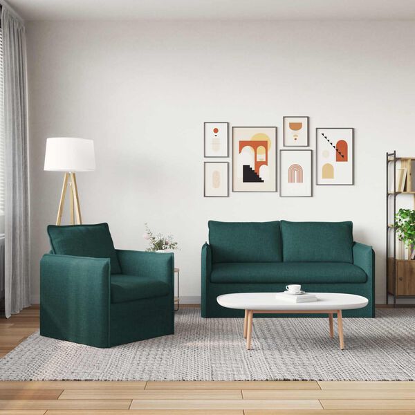 vidaXL Sofa 140cm 2 pcs M&oslash;rkegr&oslash;n Metal