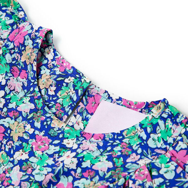 Kjole til børn str. 128 flæseærmer koboltblå