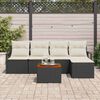 vidaXL Havesofa Sæt med pude 6 pcs Sort Poly rattan