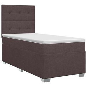 vidaXL Boxmadras med topmadras M&oslash;rk Brun 90 x 200 cm Stof