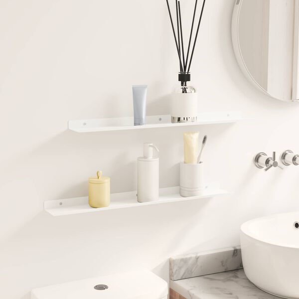 vidaXL Sv&aelig;vende hylde V&aelig;gmonteret 2 pcs Hvid 60 x 8,5 x 2,5 cm St&aring;l