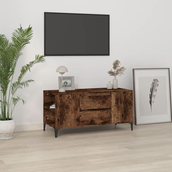 vidaXL tv-bord 102x44,5x50 cm konstrueret tr&aelig; r&oslash;get egetr&aelig;