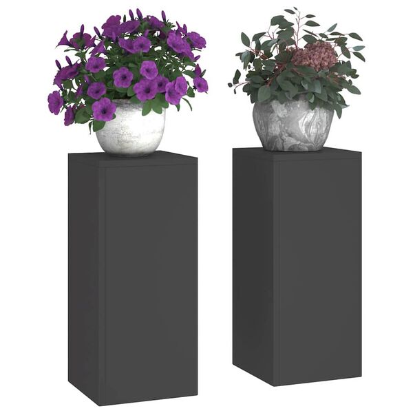 vidaXL Planteholder 2 pcs Sort 24 x 24 x 55 cm St&aring;l