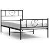 vidaXL sengeramme med sengegavl og fodg&aelig;rde 75x190 cm metal sort