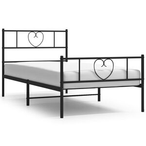 vidaXL sengeramme med sengegavl og fodg&aelig;rde 75x190 cm metal sort