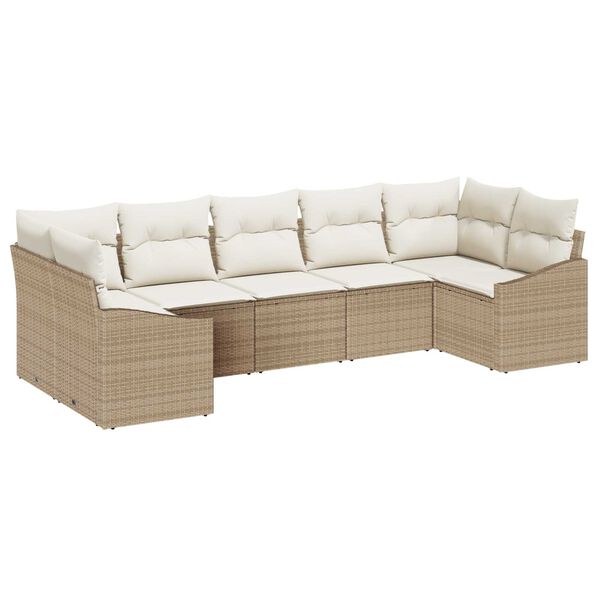 vidaXL Sofa Sæt med pude 7 pcs Beige polyrattan