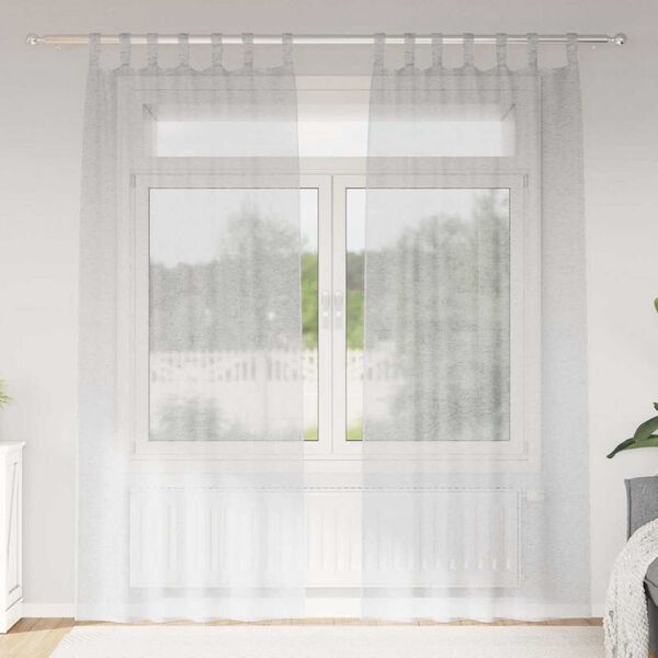 vidaXL Voile Gardin med gardiner 2 pcs Lysegr&aring; 245 x 140 cm Polyester