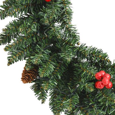 vidaXL kunstige juletræer 2 stk. med krans + guirlande og LED'er