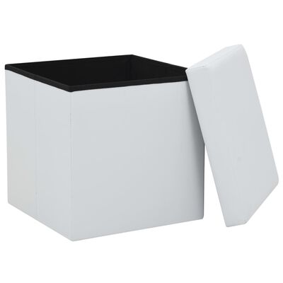 vidaXL foldbar opbevaringsskammel kunstlæder hvid