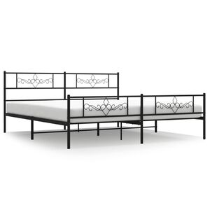 vidaXL sengeramme med sengegavl og fodg&aelig;rde 200x200 cm metal sort