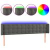 vidaXL sengegavl med LED-lys 163x16x78/88 cm fl&oslash;jl m&oslash;rkegr&aring;