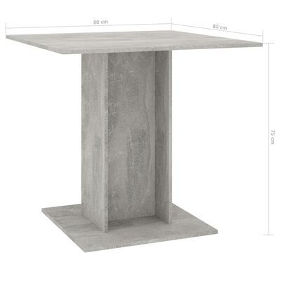 vidaXL spisebord 80 x 80 x 75 cm spånplade betongrå