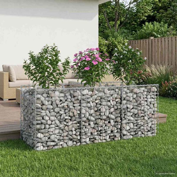 vidaXL Gabion h&oslash;jbed S&oslash;lv 150 x 50 x 60 cm Galvaniseret st&aring;l