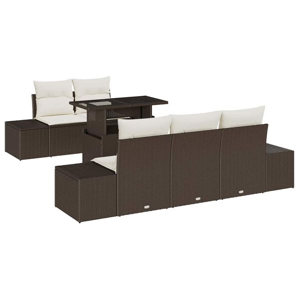 vidaXL Havesofa S&aelig;t med pude med opbevaring 6 pcs Brun og Creme