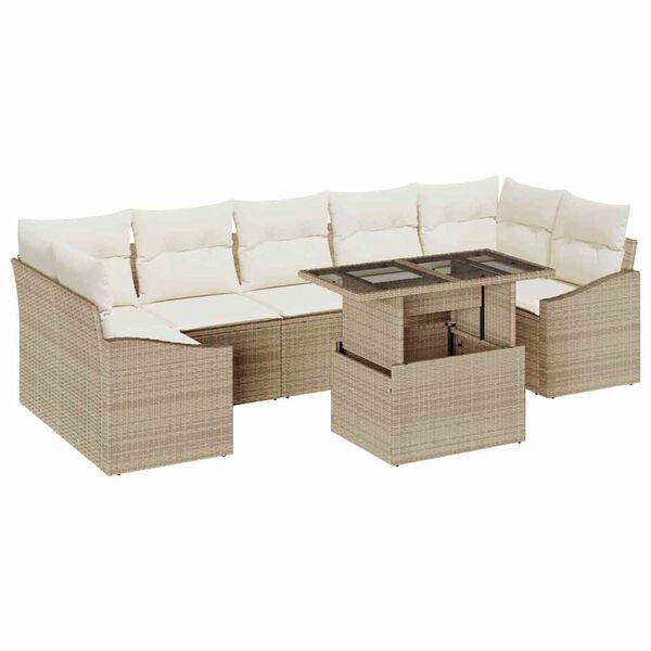 vidaXL Havesofa S&aelig;t med pude 8 pcs beige og cremefarvet polyrattan