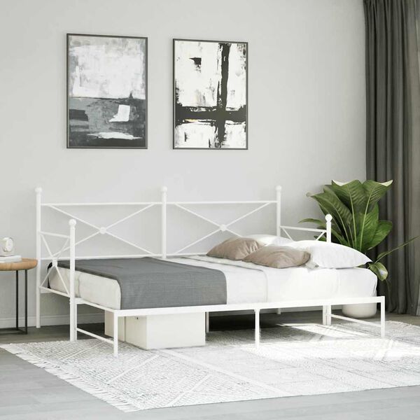 vidaXL daybed med udtr&aelig;k uden madras 80x200 cm st&aring;l hvid